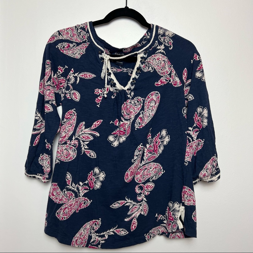 Lucky Brand quarter sleeve floral top